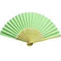 Elegant 7-inch pale green DIY paper folding fan with natural bamboo ribs for wedding events - Light Green