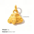 Gold-plated beetle car charm in stainless steel for DIY jewelry making - Car Shape (PJ2633G)