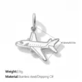 Small stainless steel airplane charm with white enamel detail for DIY jewelry making - Airplane Shape (PJ2634WES)