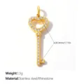 Gold plated heart key pendant with sparkling rhinestones, stainless steel variant - Key Shape (PJ2635WEG)