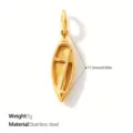 Golden stainless steel kayak pendant necklace charm with oar detail for DIY jewelry - Kayak Style (PJ2636WEG)