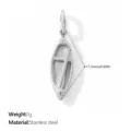 Silver stainless steel canoe pendant with paddle detail, 17.5mm jewelry accessory - Kayak Style (PJ2636WES)