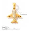 Sparkling 18K gold plated airplane pendant with rhinestones for DIY jewelry design - Rhinestone Airplane (PJ2638WEG)