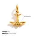 Gold stainless steel airplane pendant charm, 12.8mm size, 0.6g weight for DIY jewelry - Airplane Shape (PJ2639G)