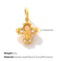Vintage gold-plated airplane pendant charm with rhinestones and natural stone detail - Stone Airplane (PJ2643WEG)
