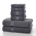 Unifarbenes Handtuch-Set aus Baumwolle, 6 Stk., weich und saugfähig für den täglichen Gebrauch. - Elegantes Grau