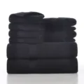 Premium black cotton towel set 8-piece, soft and highly absorbent for home bathroom use. - 140x70cm*2, 70x40cm*2, 34x34cm*4 / Midnight Black