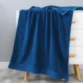 Dark blue pure cotton bath towel with high absorbency, soft loop texture for daily home use. - 150x72cm / Indigo