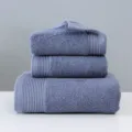 Premium cotton towel set 3 pieces grey blue soft plush bath towels fluffy absorbent new - Medium Grey