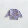 Cute baby girl knitted cardigan with colorful bows, soft long sleeve sweater outerwear. - 73cm / Purple