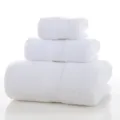 White Cotton Towel Set Soft Absorbent Bath Towel 3-Piece Pack Bathroom Essentials - Pure White