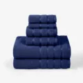 Premium solid navy blue cotton towel set, including bath towels, hand towels and washcloths. - Teal