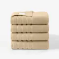 Lot de 4 serviettes de bain en pur coton, serviette beige douce et absorbante pour la maison. - 140x70x4 pcs / Chêne Blanc