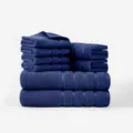 Ensemble de serviettes de bain en coton bleu marine 8 pièces de luxe pour salle de bain - Bleu sarcelle / 140x70x2 pcs, 72x34x2 pcs, 34x34x4 pcs