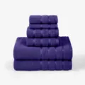 Purple 6-Piece Pure Cotton Towel Set Soft Absorbent Bath and Face Towels for Bathroom - Deep purple