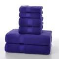 Lot de 6 serviettes de bain en pur coton violet, douces et absorbantes au quotidien. - Violet foncé