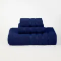 Ensemble de trois serviettes en coton bleu marine, comprenant drap de bain et essuie-mains. - Bleu sarcelle