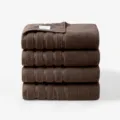 Lot de 4 draps de bain en coton marron 70x140cm, serviettes unies douces et absorbantes. - 140x70x4 pcs / Café