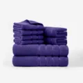 Ensemble de serviettes en coton violet, collection de 8 pièces avec bain, mains et gants. - Violet foncé / 140x70x2 pcs, 72x34x2 pcs, 34x34x4 pcs