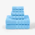 Light Blue Cotton Towel Set 6 Pieces Soft Absorbent Bath Towels and Face Towels for Home - Sky Blue