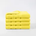 Lot de 4 serviettes de bain en coton jaune, douces et absorbantes pour un usage quotidien à la maison. - Jaune Citron