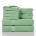 Premium solid color pure cotton towel set, soft and absorbent 8-piece bath and face towel collection. - 140x70cm*2, 70x40cm*2, 34x34cm*4 / Mint Green