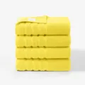 Ensemble de 4 serviettes de bain en coton jaune, douces et absorbantes pour la maison. - 140x70x4 pcs / Jaune Citron