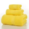 Yellow Pure Cotton Towel Set 3 Piece Soft Absorbent Home Bath Face Towel Package - Lemon Yellow