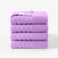 Lot de 4 serviettes de bain unies en pur coton 140x70cm douces absorbantes pour la maison stack - 140x70x4 pcs / Violet Wisteria