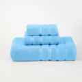 Ensemble de 3 serviettes en coton bleu clair comprenant drap de bain et serviette. - Bleu ciel