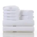 White 8-piece cotton towel set, soft absorbent bath towels and face towels for home use. - 140x70cm*2, 70x40cm*2, 34x34cm*4 / Pure White