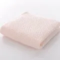 Serviette en coton gaufré rose clair, serviette unie douce et respirante au quotidien. - 74x33 cm / Blanc et Rose