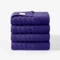 Lot de 4 serviettes de bain violettes en pur coton, douces et absorbantes pour la maison. - 140x70x4 pcs / Violet foncé
