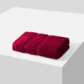 Burgundy pure cotton square hand towel, soft absorbent solid color daily bathroom textile. - Camellia Red