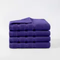 Purple cotton towels set of four, soft solid color bath towels for daily home use. - Deep purple