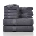 Grey cotton towel set of 8 pieces, soft and absorbent home bath towels and face towels. - 140x70cm*2, 70x40cm*2, 34x34cm*4 / Elegant Gray