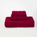 Set di tre asciugamani in cotone rosso morbido e assorbente per uso domestico quotidiano. - Rosso Camelia