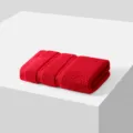 Solid red cotton face towel, soft hand towel for home daily use, premium textile product. - Red