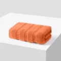 Serviette visage coton uni, serviette bain douce orange, variante usage domestique. - Orange Corail