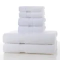 Weißes Baumwoll Handtuch Set 6 tlg weich und saugfähig für Bad und Gesicht zu Hause - Reinweiß