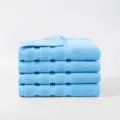 Light blue cotton towel 4-pack, soft solid color face hand towels for home daily use and gifts. - Sky Blue