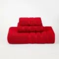 Set di 3 asciugamani in cotone rosso, telo da bagno morbido e assorbente per viso. - Rosso Brillante