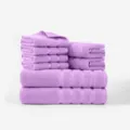 Lavender purple cotton towel set, soft absorbent bath towel and face towel for bathroom decor. - Wisteria Purple / 140x70x2 Pcs, 72x34x2 Pcs, 34x34x4 Pcs