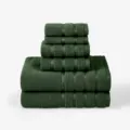 Dark green cotton towel set 6-piece pack soft absorbent bath towels hand washcloths home - Olive Green