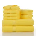 Pure cotton yellow towel set 8-piece soft absorbent home bath and face towels for daily use. - 140x70cm*2, 70x40cm*2, 34x34cm*4 / Lemon Yellow