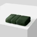 Dark green cotton face towel, soft absorbent hand towel for home bathroom, solid color variant. - Olive Green