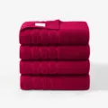 Lot de 4 Draps de Bain en Pur Coton Doux et Absorbants pour Salle de Bain 140x70cm - 140x70x4 pcs / Rouge Camélia