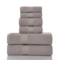 Solid color cotton towel set six pieces grey soft absorbent bathroom home essentials - Light Gray