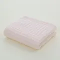 Serviette en coton bio tissage gaufré rose doux, variante de serviette de visage absorbante - Rose Clair / 72x35cm