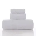 Ensemble de serviettes 100% coton blanc 3 pièces doux absorbant salle de bain variante maison - 140x70, 74x33, 34x34cm / Blanc pur